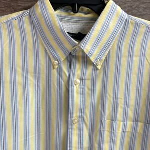 VanHeusen Studio Mens Long Sleeve Dress Shirt, 17-17 1/2 XL,Yellow,Blue Striped